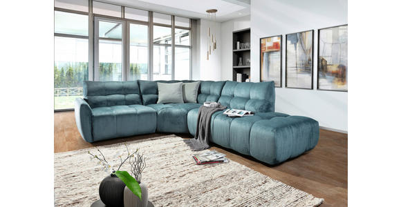 ECKSOFA Petrol Flachgewebe  - Petrol/Schwarz, MODERN, Kunststoff/Textil (235/275cm) - Landscape