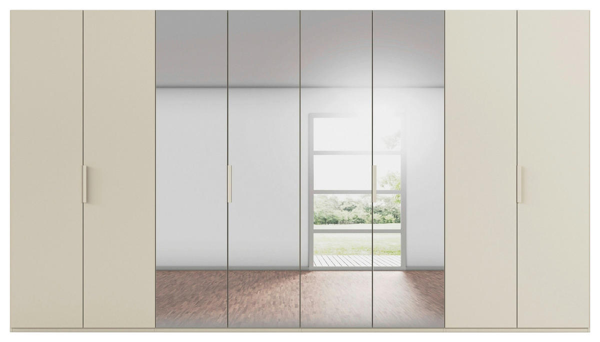 DREHTÜRENSCHRANK 400/235/61 cm,  in Champagner, 8-türig  - Champagner, Basics, Glas/Holzwerkstoff (400/235/61cm) - Novel