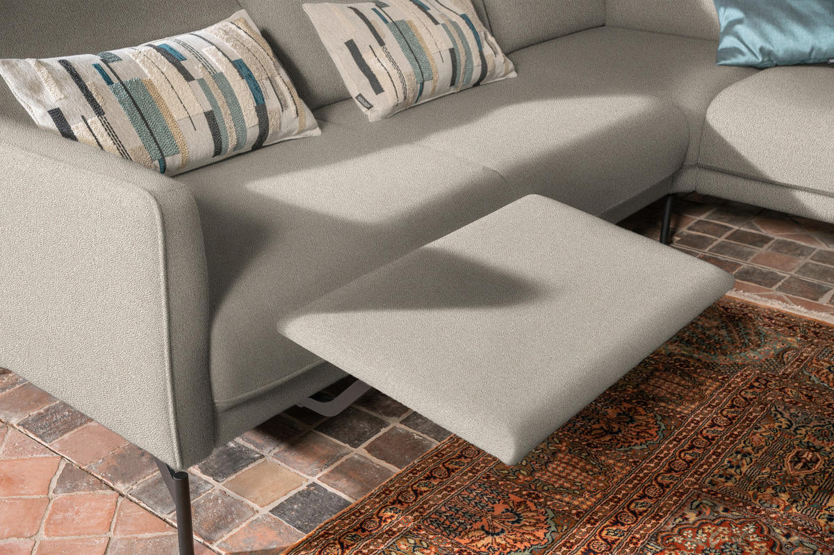 ECKSOFA in Flachgewebe, Struktur Beige  254/230 cm  - Anthrazit/Beige, Design, Textil/Metall (254/230cm) - Johann Jakob