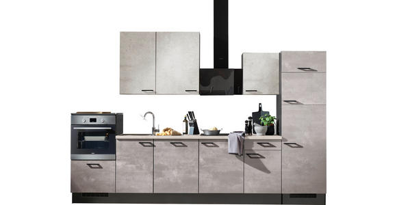 KÜCHENLEERBLOCK 340 cm in Graphitfarben, Grau, Hellgrau - Hellgrau/Schwarz, Design, Holzwerkstoff/Metall (340cm) - Xora