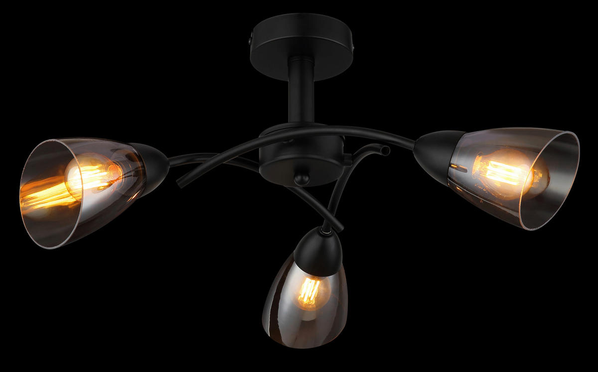 DECKENLEUCHTE Paula 52/24 cm  - Schwarz, Design, Glas/Metall (52/24cm) - Globo