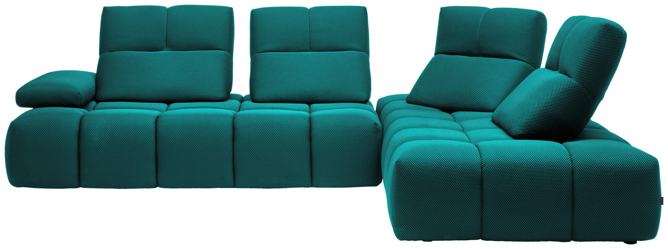 ECKSOFA in Struktur Türkis  313/233 cm  - Türkis/Schwarz, Design, Kunststoff/Textil (313/233cm) - Emilio Belluti