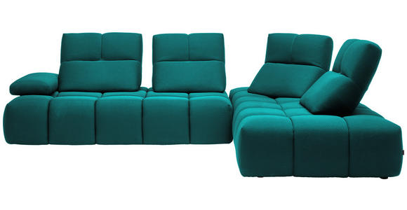 ECKSOFA in Struktur Türkis 313/233 cm - Türkis/Schwarz, Design, Kunststoff/Textil (313/233cm) - Emilio Belluti