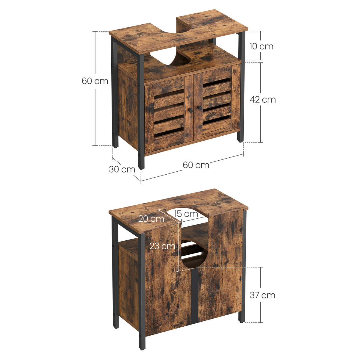WASCHBECKENUNTERSCHRANK 60/60/30 cm  - Schwarz/Braun, Trend, Holzwerkstoff/Kunststoff (60/60/30cm) - MID.YOU