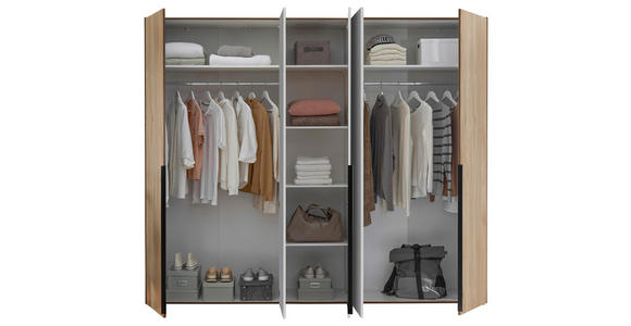 KLEIDERSCHRANK  in Weiß, Eichefarben  - Eichefarben/Schwarz, KONVENTIONELL, Holzwerkstoff/Kunststoff (249/210/53cm) - Carryhome