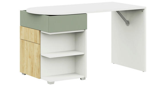 JUGENDSCHREIBTISCH 140/60/72,5 cm - Salbeigrün/Weiß, KONVENTIONELL, Holzwerkstoff (140/60/72,5cm) - Cantus