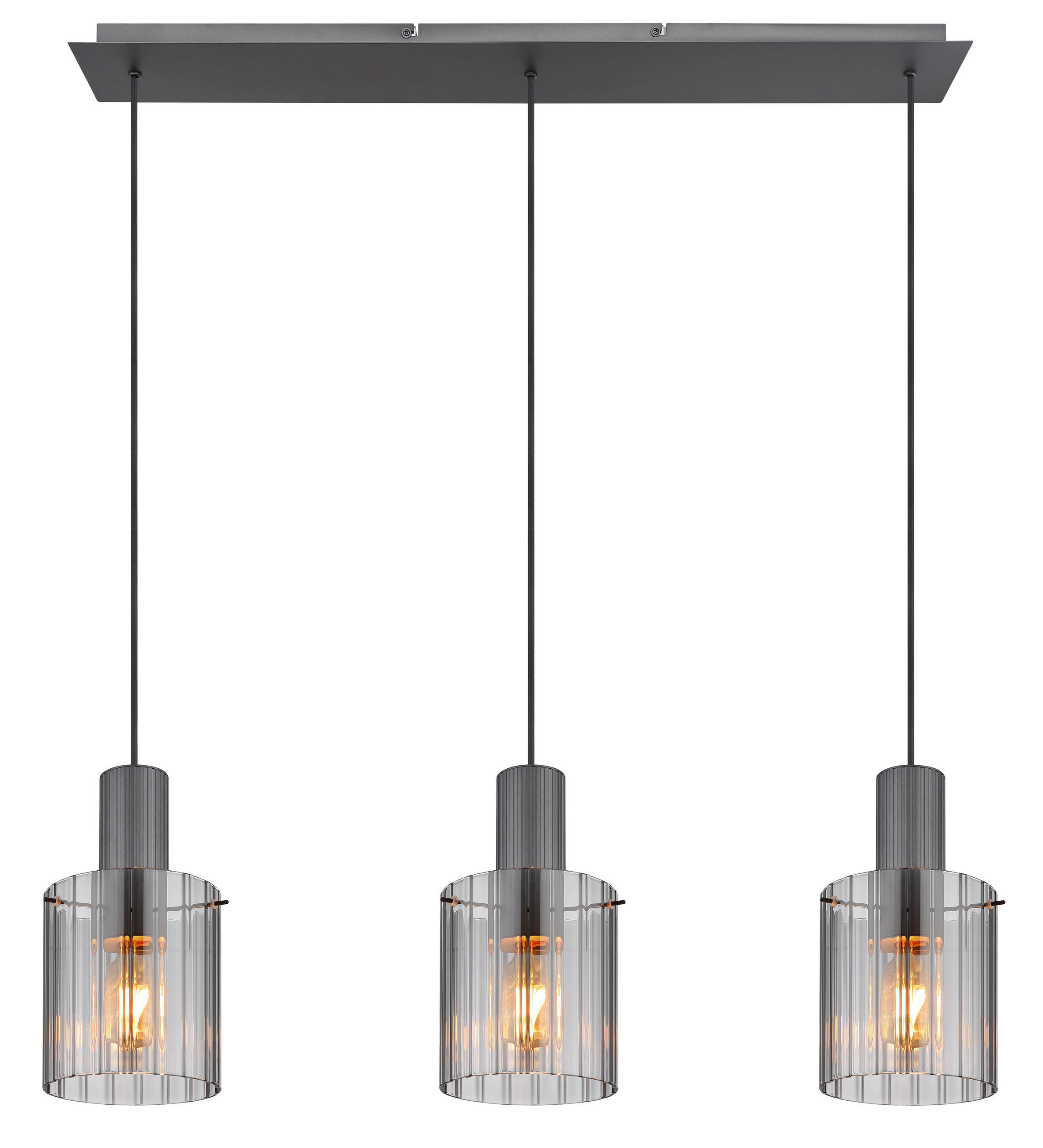 HÄNGELEUCHTE 98/18/120 cm    - Dunkelgrau, Design, Glas/Metall (98/18/120cm) - Novel