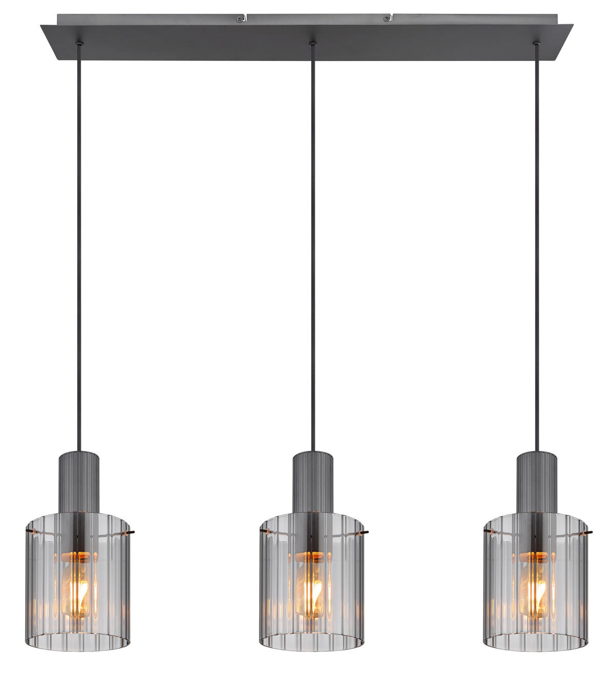 HÄNGELEUCHTE 98/18/120 cm    - Dunkelgrau, Design, Glas/Metall (98/18/120cm) - Novel