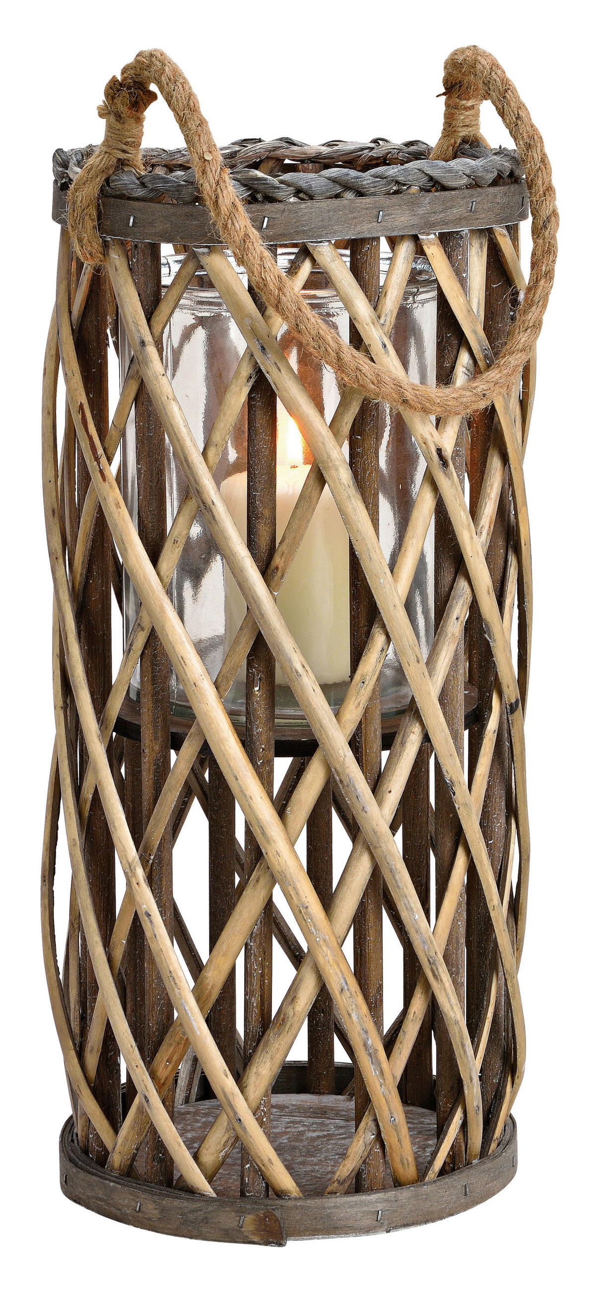 LATERNE - Braun, Basics, Glas/Holz (18/40/18cm)