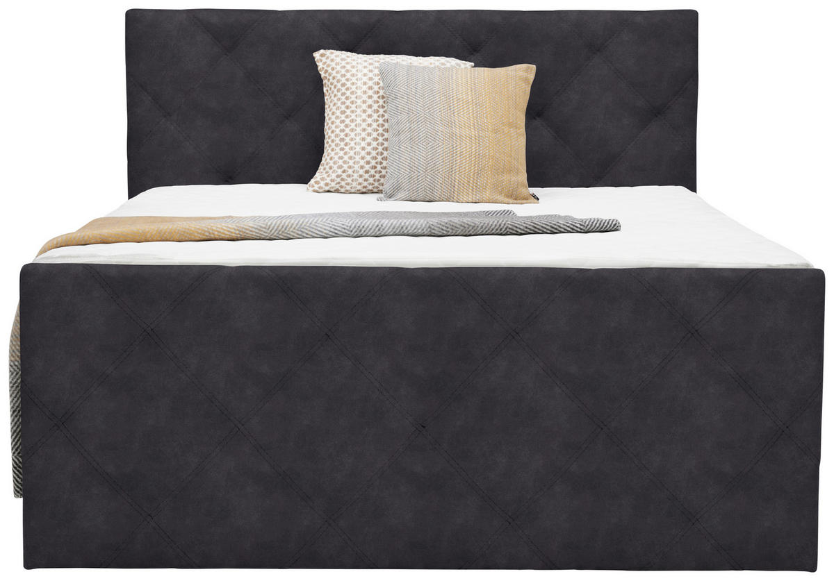 BOXSPRINGBETT 180/200 cm  in Anthrazit  - Anthrazit/Schwarz, Konventionell, Kunststoff/Textil (180/200cm) - Ti'me