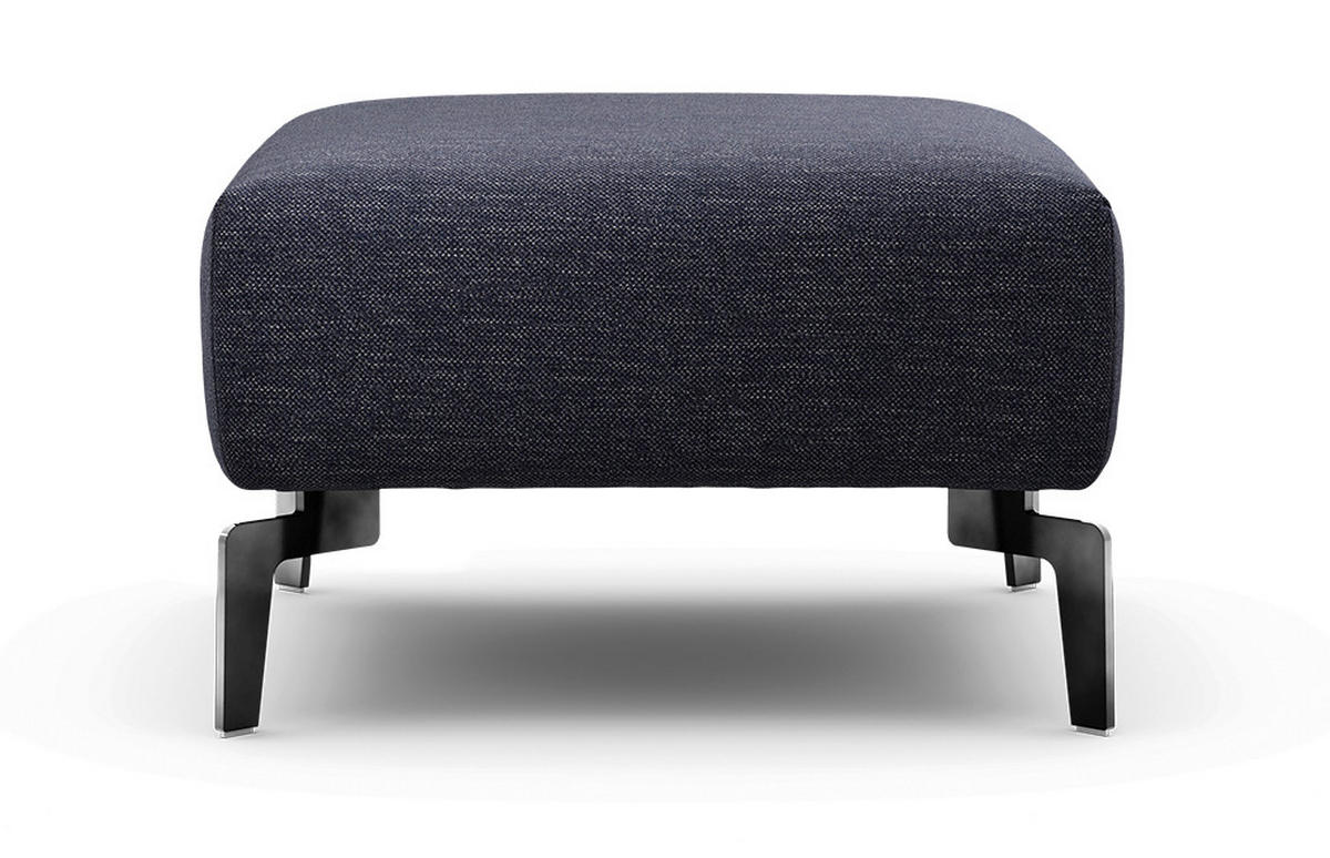 HOCKER Chenille Blau  - Blau/Schwarz, Design, Textil/Metall (70/70/46cm) - SENSOO