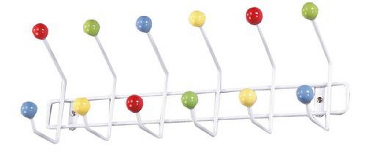 VJEŠALICA ZIDNA  plava, žuta, zelena, crvena, bijela  metal, keramika  - bijela/zelena, Moderno, metal/keramika (51/18/12cm) - Xora