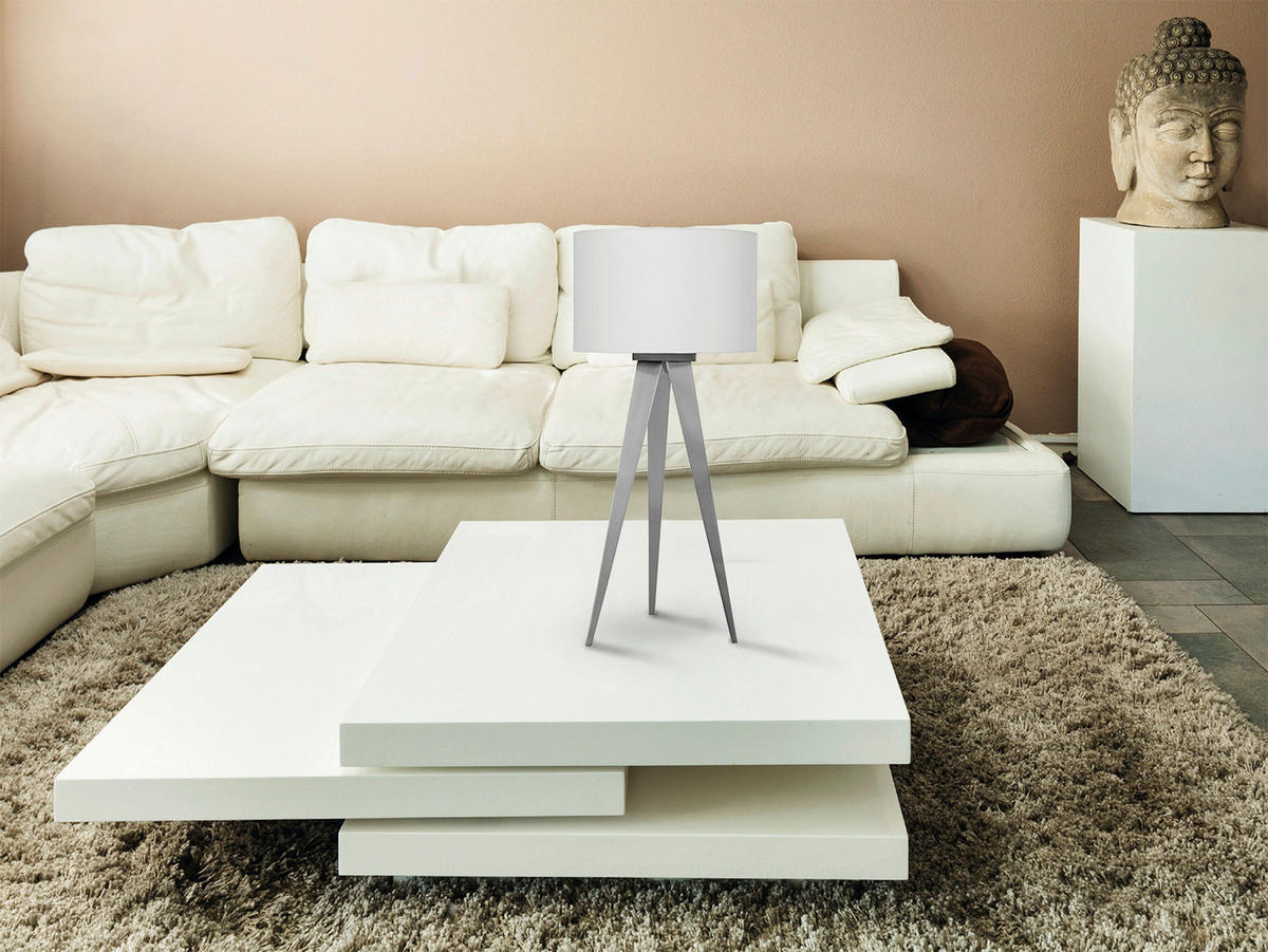 TISCHLEUCHTE Tripod 28/61,5 cm   - Nickelfarben, Design, Textil/Metall (28/61,5cm) - Näve
