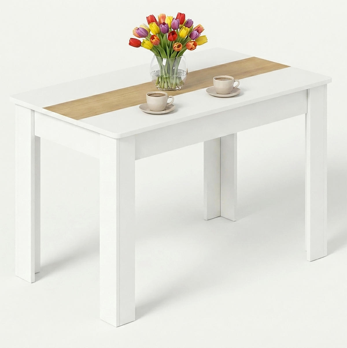 ÉTKEZŐASZTAL - méztölgy színű/fehér, Modern, faalapú anyag (115/80/75cm) - MID.YOU