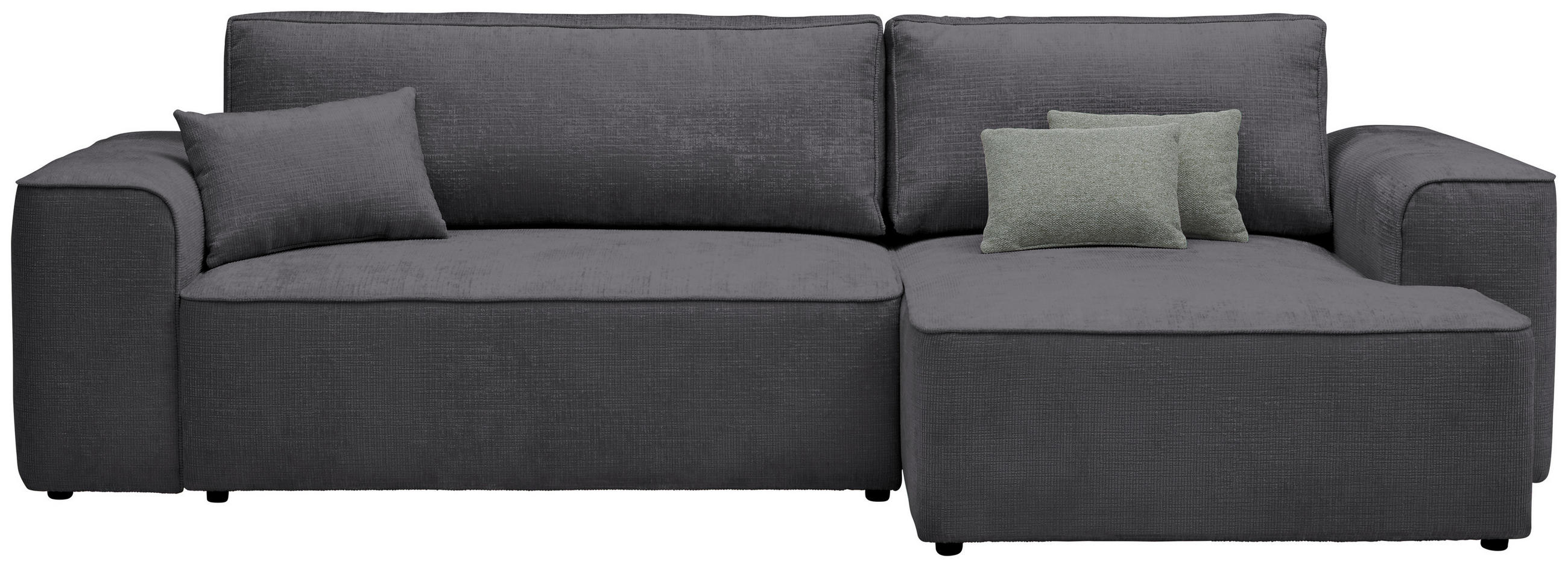 ECKSOFA in Plüsch Dunkelgrau  - Dunkelgrau/Blaugrau, Design, Kunststoff/Textil (288/152cm) - Xora