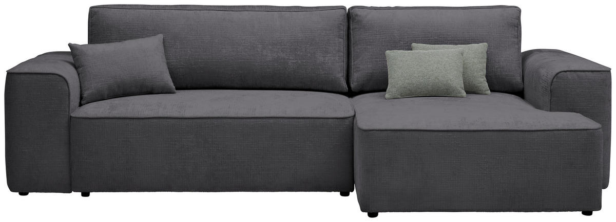 ECKSOFA in Plüsch Dunkelgrau  - Dunkelgrau/Blaugrau, Design, Kunststoff/Textil (288/152cm) - Xora