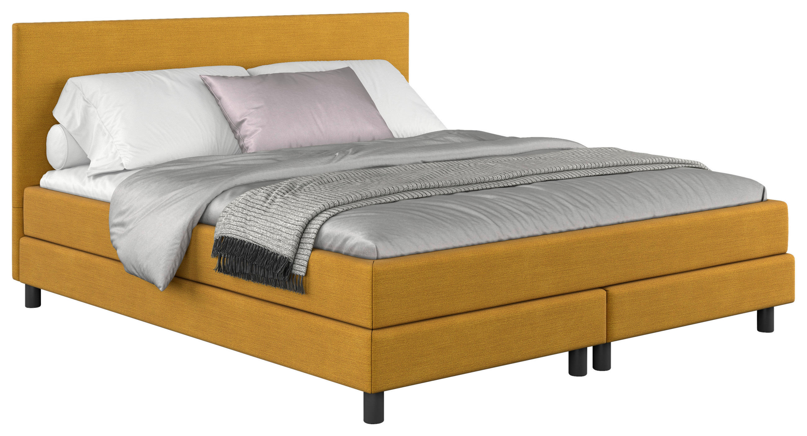 BOXBETT 160/200 cm,  in Gelb, Matratze, Topper, H3 = fest  - Gelb/Schwarz, MODERN, Holzwerkstoff/Textil (160/200cm) - MID.YOU