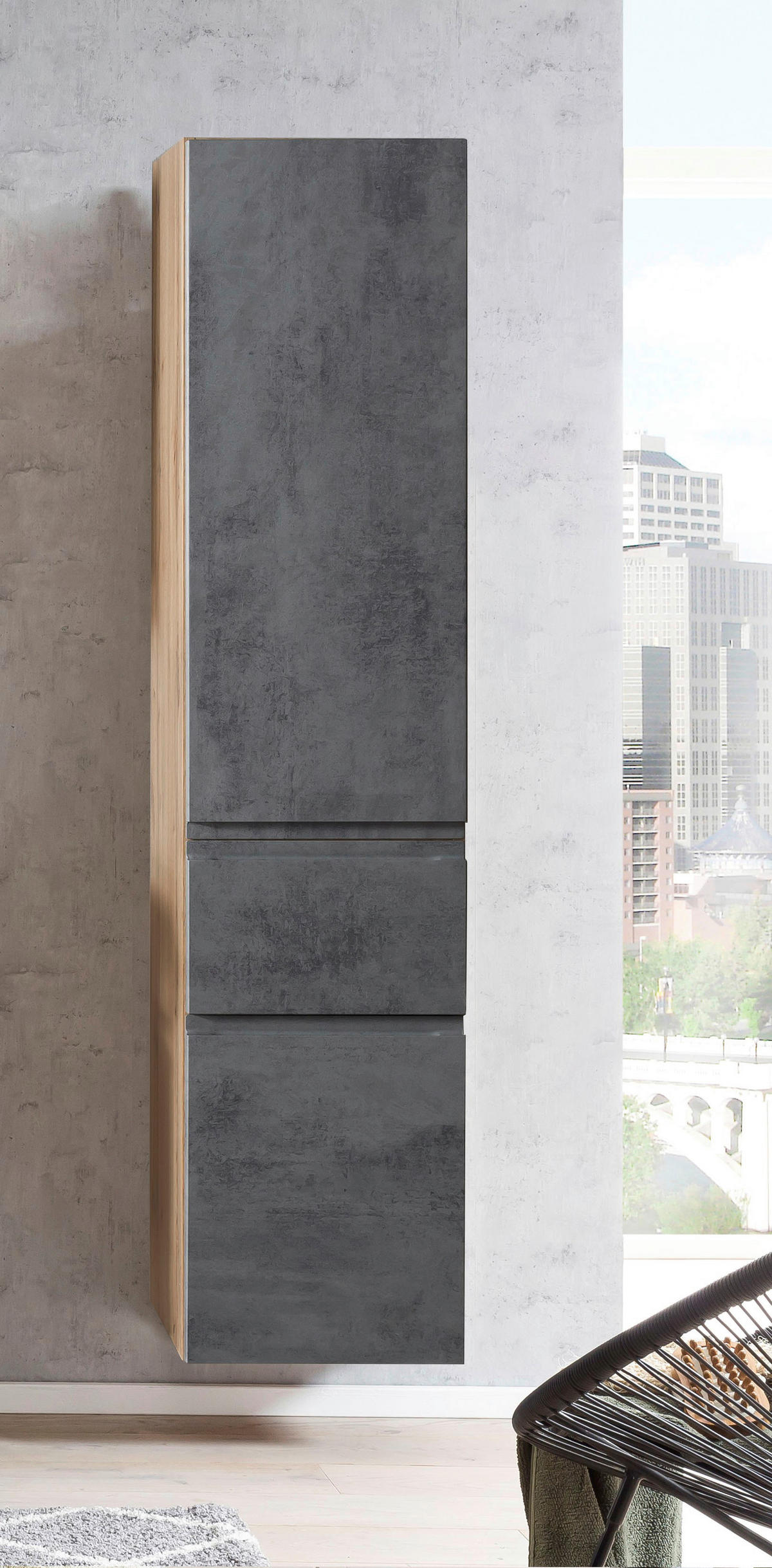 HOCHSCHRANK 40/180/35 cm  - Eiche Wotan/Hellgrau, MODERN, Holzwerkstoff (40/180/35cm) - Held