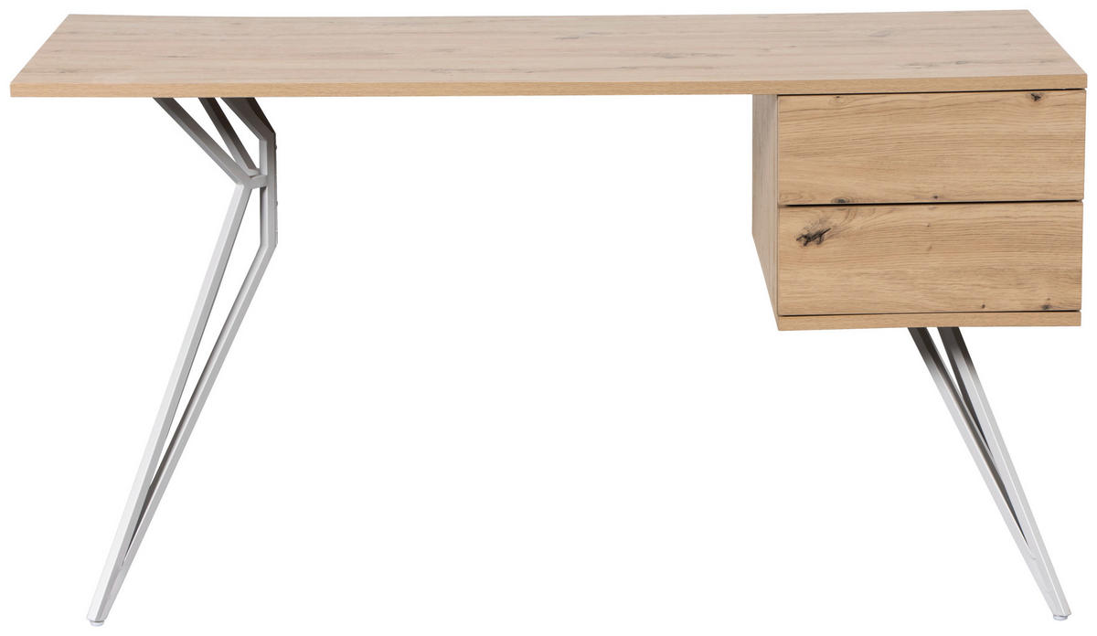 SCHREIBTISCH 140/60/75 cm Schwarz, Eiche Artisan  - Schwarz/Eiche Artisan, Design, Holzwerkstoff/Metall (140/60/75cm) - Novel