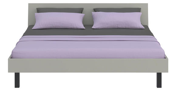 BETT 200/200 cm,  in Hellgrau  - Hellgrau/Schwarz, Design, Metall (200/200cm) - Xora