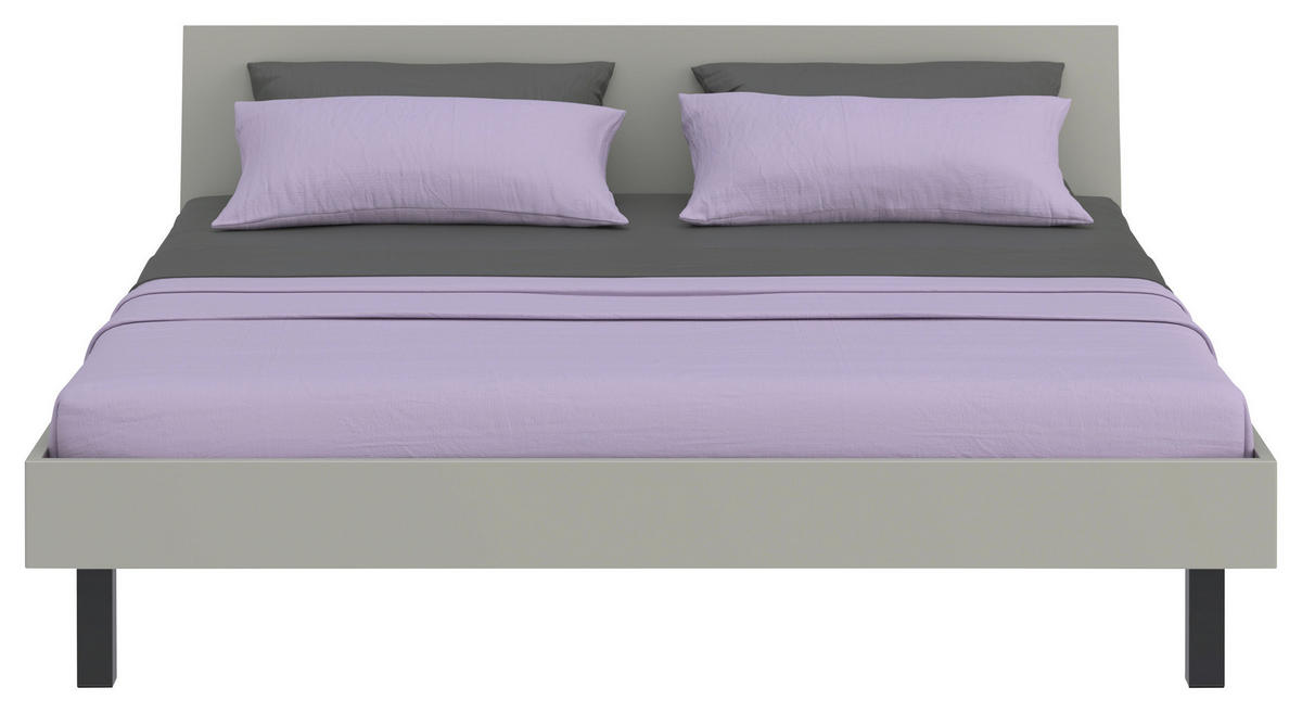 BETT 200/200 cm,  in Hellgrau  - Hellgrau/Schwarz, Design, Metall (200/200cm) - Xora