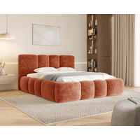 POLSTERBETT 160/200 cm,  in Terracotta, Lattenrost, Bettkasten,  - Terracotta/Schwarz, MODERN, Textil/Metall (160/200cm) - Livetastic