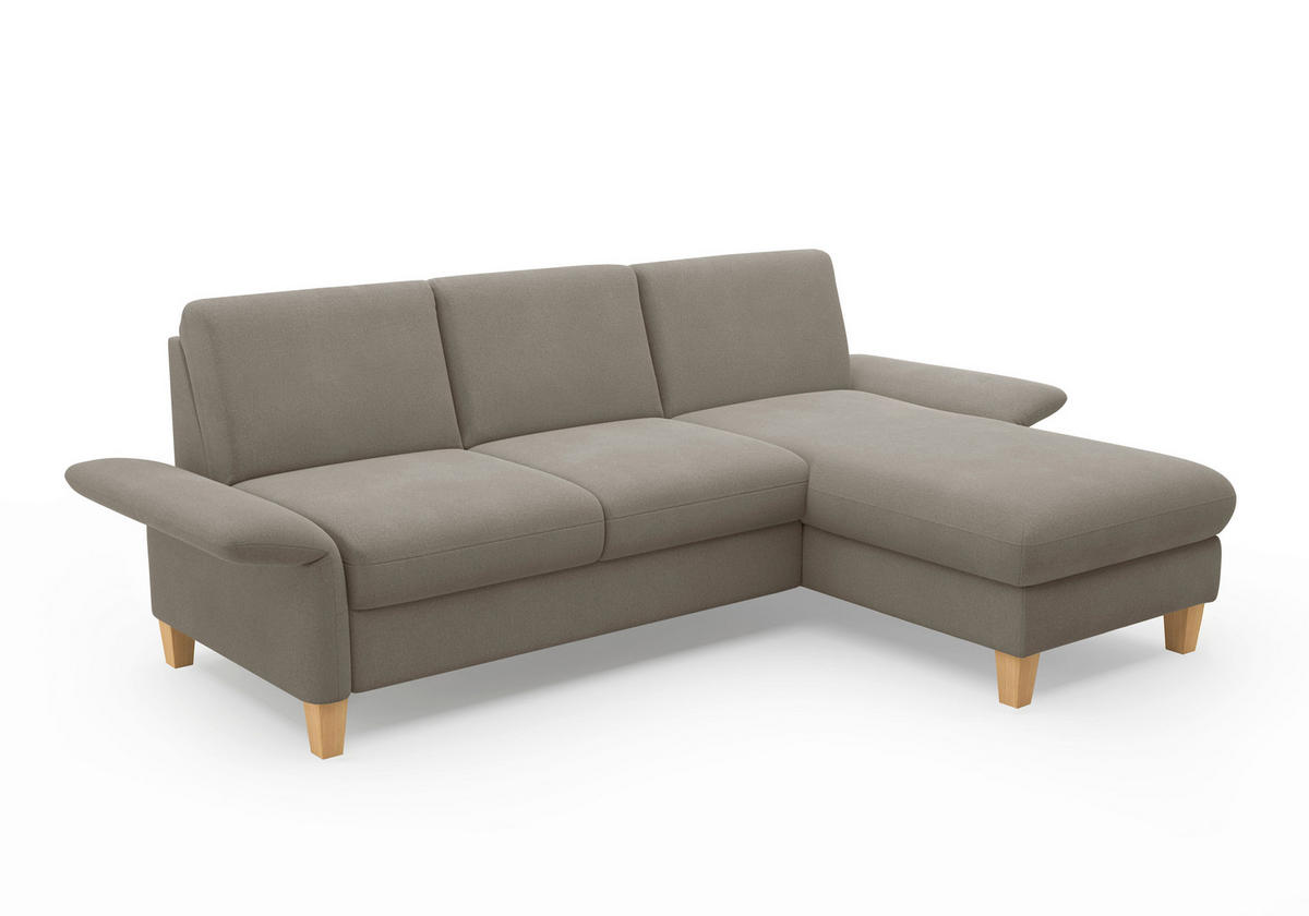 ECKSOFA ROCHELLE E Schlammfarben Flachgewebe  - Schlammfarben/Eichefarben, KONVENTIONELL, Holz/Textil (251/164cm) - Sit & More