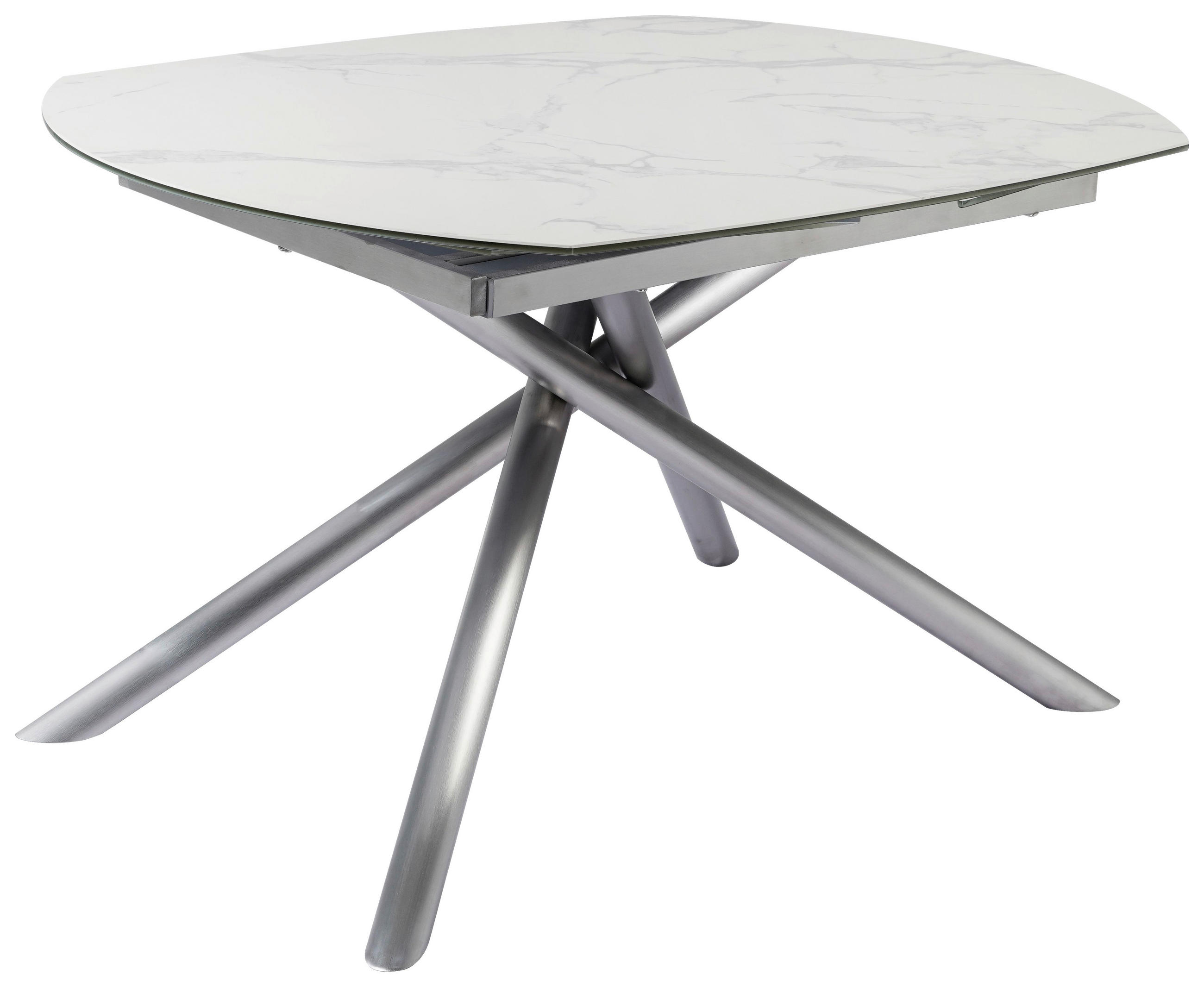 ESSTISCH 130-190/100/77 cm  Metall, Glas, Keramik ausziehbar rechteckig Weiß, Edelstahlfarben  - Edelstahlfarben/Weiß, Design, Glas/Keramik (130-190/100/77cm) - Novel