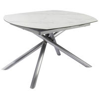 ESSTISCH 130-190/100/77 cm  Metall, Glas, Keramik ausziehbar rechteckig Weiß, Edelstahlfarben  - Edelstahlfarben/Weiß, Design, Glas/Keramik (130-190/100/77cm) - Novel