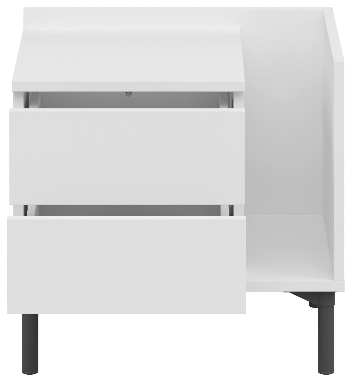 NACHTKÄSTCHEN 50/48/38 cm  in Weiß  - Graphitfarben/Weiß, Design, Holzwerkstoff/Kunststoff (50/48/38cm) - Lomoco