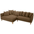 ECKSOFA Goldbraun Chenille Rückenkissen, Rücken echt  - Buchefarben/Goldbraun, KONVENTIONELL, Holz/Textil (162/276cm) - Carryhome
