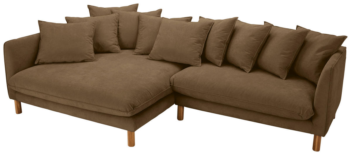 ECKSOFA Goldbraun Chenille  - Buchefarben/Goldbraun, KONVENTIONELL, Holz/Textil (162/276cm) - Carryhome