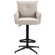 BARHOCKER Cord Beige Eisen Stoffauswahl, Sitzfläche 360° drehbar, inklusive Armlehnen  - Beige/Schwarz, Design, Textil/Metall (54/98-120/58cm) - Novel