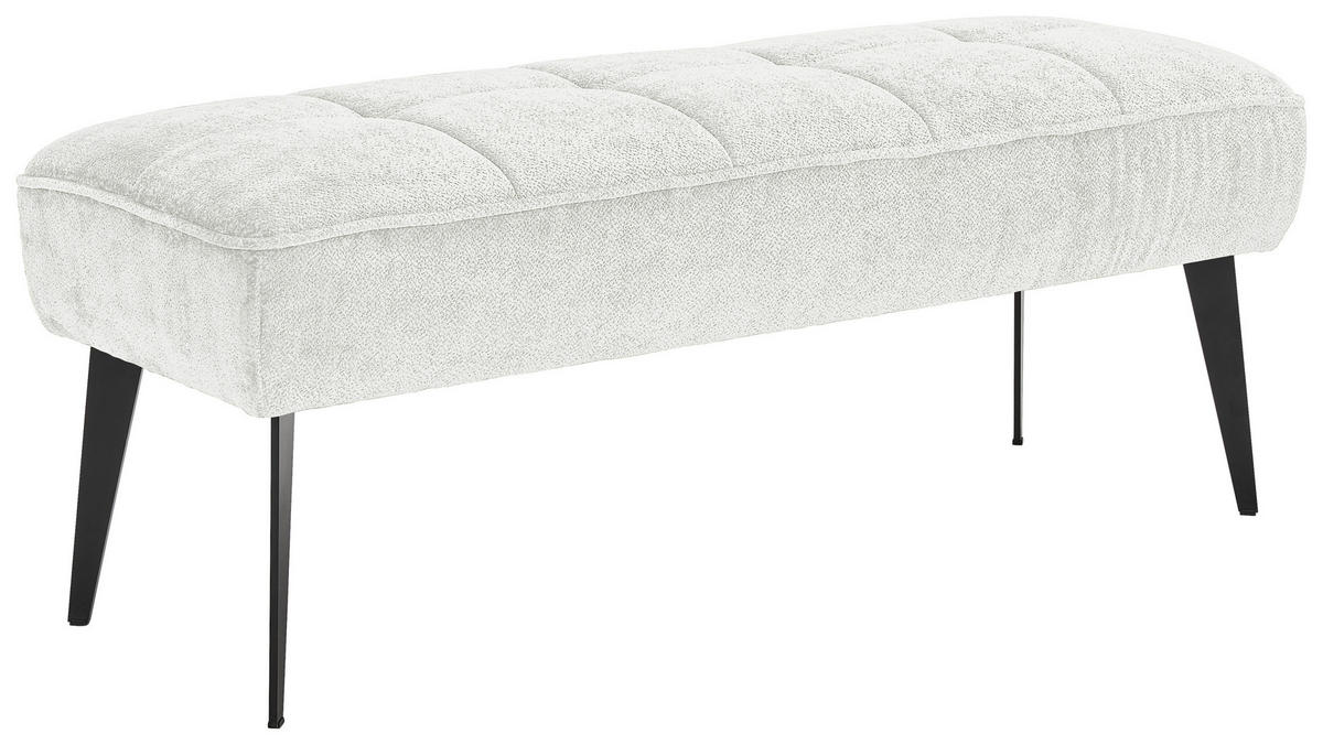 SITZBANK 133/54/47 cm Webstoff Weiß Metall  - Schwarz/Weiß, MODERN, Textil/Metall (133/54/47cm) - Welnova