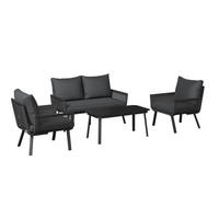 LOUNGEGARNITUR Aluminium  - Anthrazit/Schwarz, MODERN, Glas/Textil (125/74/74cm) - Ambia Garden