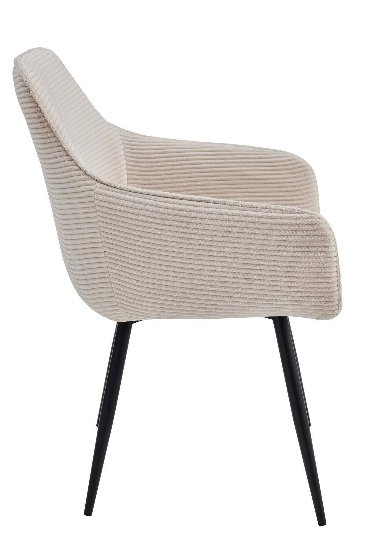 ARMLEHNSTUHL-SET 2 Stück  in Stahl Mikrofaser, Feincord  - Beige/Schwarz, MODERN, Textil/Metall (55/85/61cm) - MID.YOU