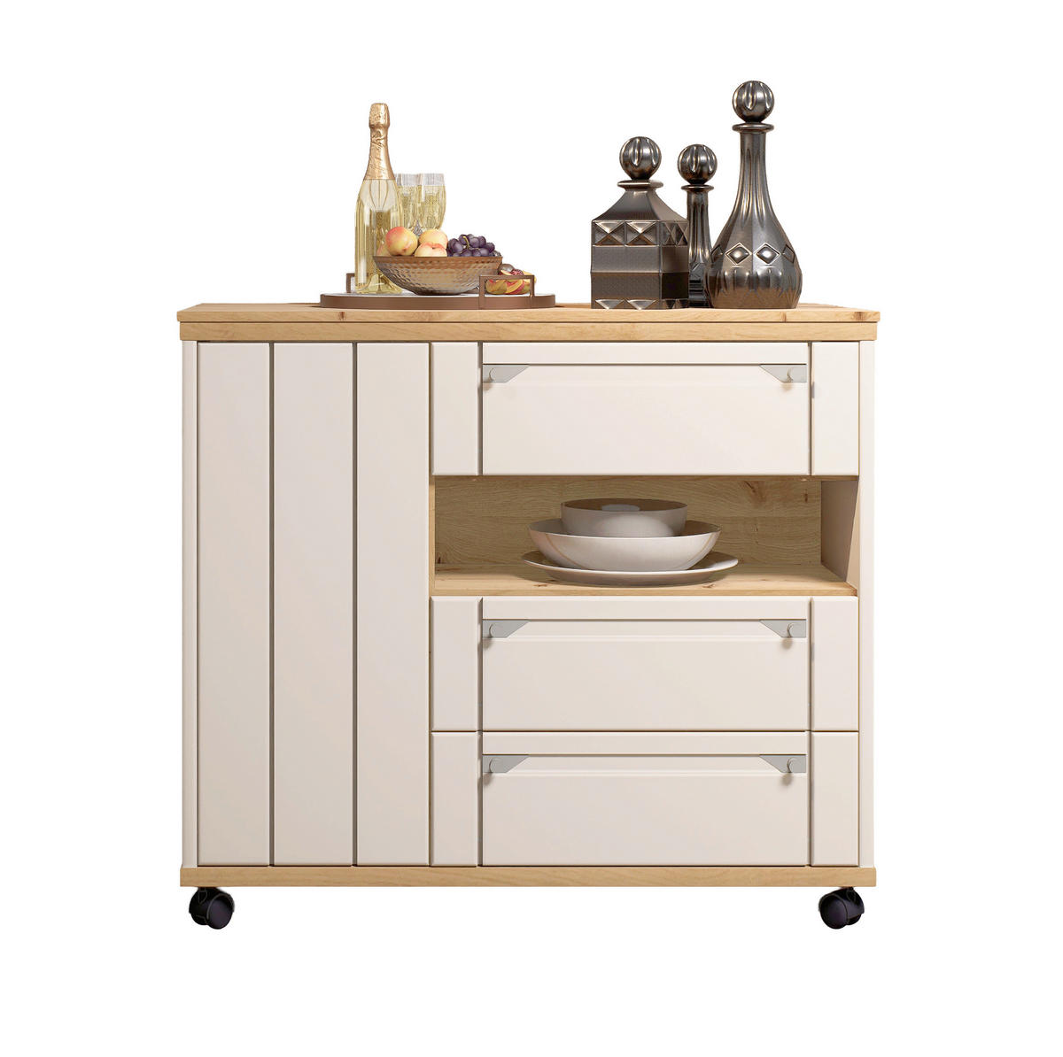 SERVIERWAGEN Kaschmir, Eiche Artisan  - Kaschmir/Eiche Artisan, ROMANTIK / LANDHAUS, Holzwerkstoff/Kunststoff (108/95/56cm) - Landscape