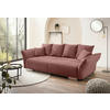 BIGSOFA in Cord Koralle  - Chromfarben/Koralle, Modern, Kunststoff/Textil (242/71/90/131cm) - Livetastic