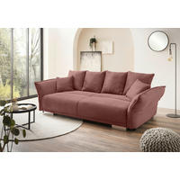 BIGSOFA in Cord Koralle  - Chromfarben/Koralle, Modern, Kunststoff/Textil (242/71/90/131cm) - Livetastic