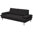 3-SITZER-SOFA in Leder Dunkelbraun  - Dunkelbraun/Schwarz, Design, Leder/Metall (222/86/104cm) - Dieter Knoll