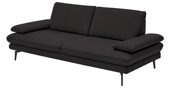 3-SITZER-SOFA in Leder Dunkelbraun - Dunkelbraun/Schwarz, Design, Leder/Metall (222/86/104cm) - Dieter Knoll