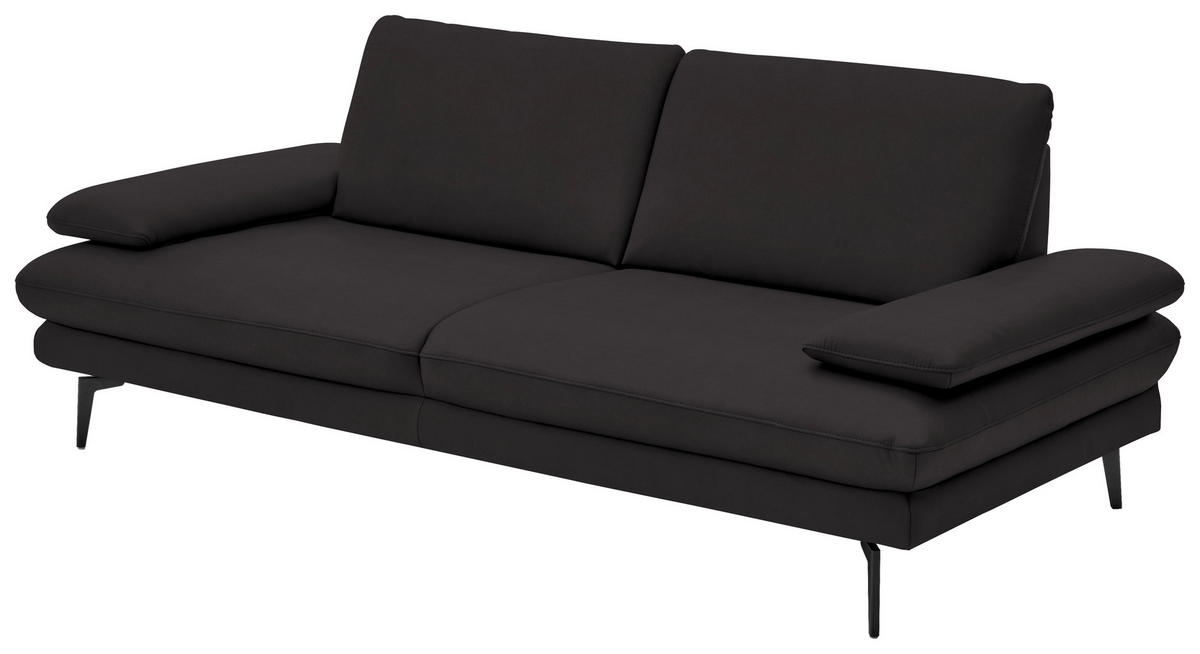 3-SITZER-SOFA in Echtleder Dunkelbraun  - Dunkelbraun/Schwarz, Design, Leder/Metall (222/86/104cm) - Dieter Knoll