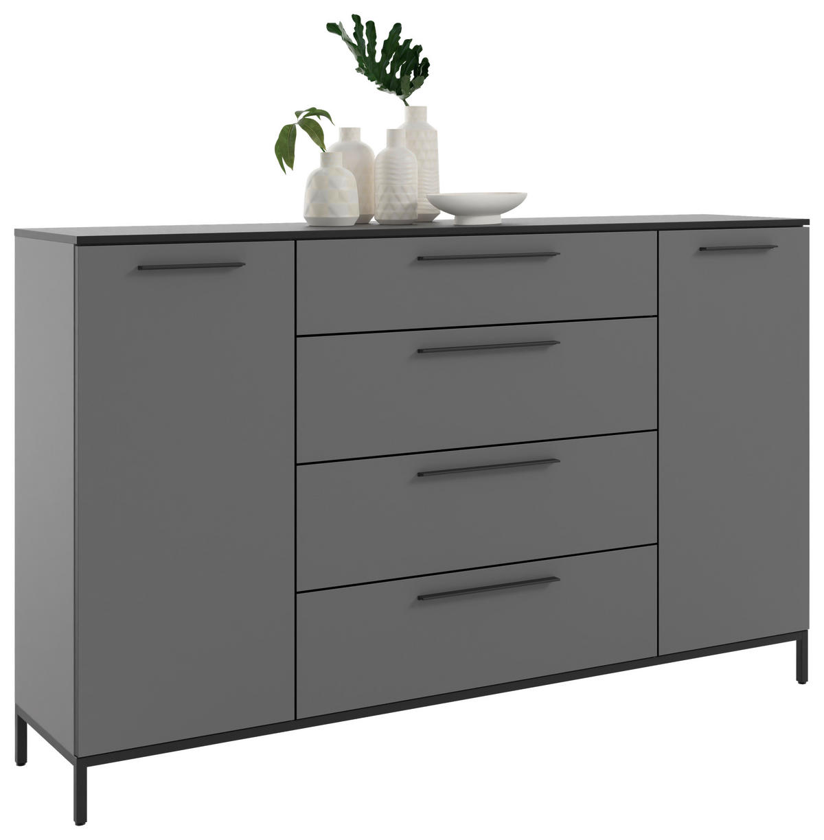 SIDEBOARD Soul  in 180/111/40 cm  - Dunkelgrau/Schwarz, MODERN, Holzwerkstoff/Metall (180/111/40cm)