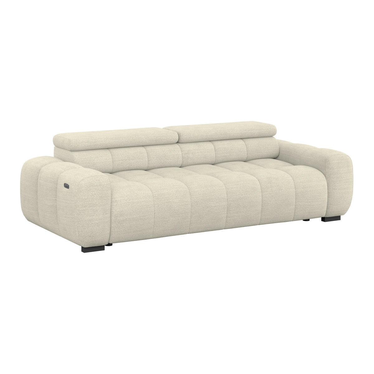 BIGSOFA inkl. mot. Funktion Webstoff Creme  - Creme/Schwarz, Design, Kunststoff/Textil (248/77-97/108cm) - Welnova