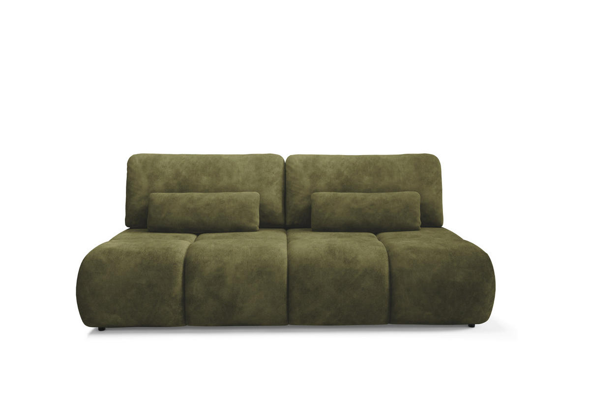 SCHLAFSOFA MARON in Samt Olivgrün  - Schwarz/Olivgrün, Design, Kunststoff/Textil (219/94/110cm) - Livetastic