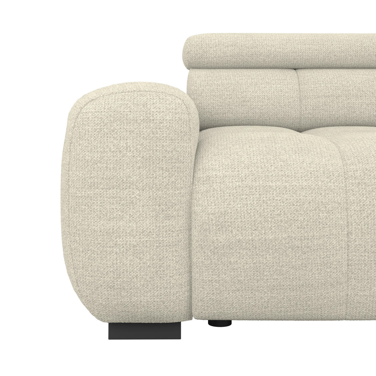 BIGSOFA inkl. mot. Funktion Webstoff Creme  - Creme/Schwarz, Design, Kunststoff/Textil (248/77-97/108cm) - Welnova
