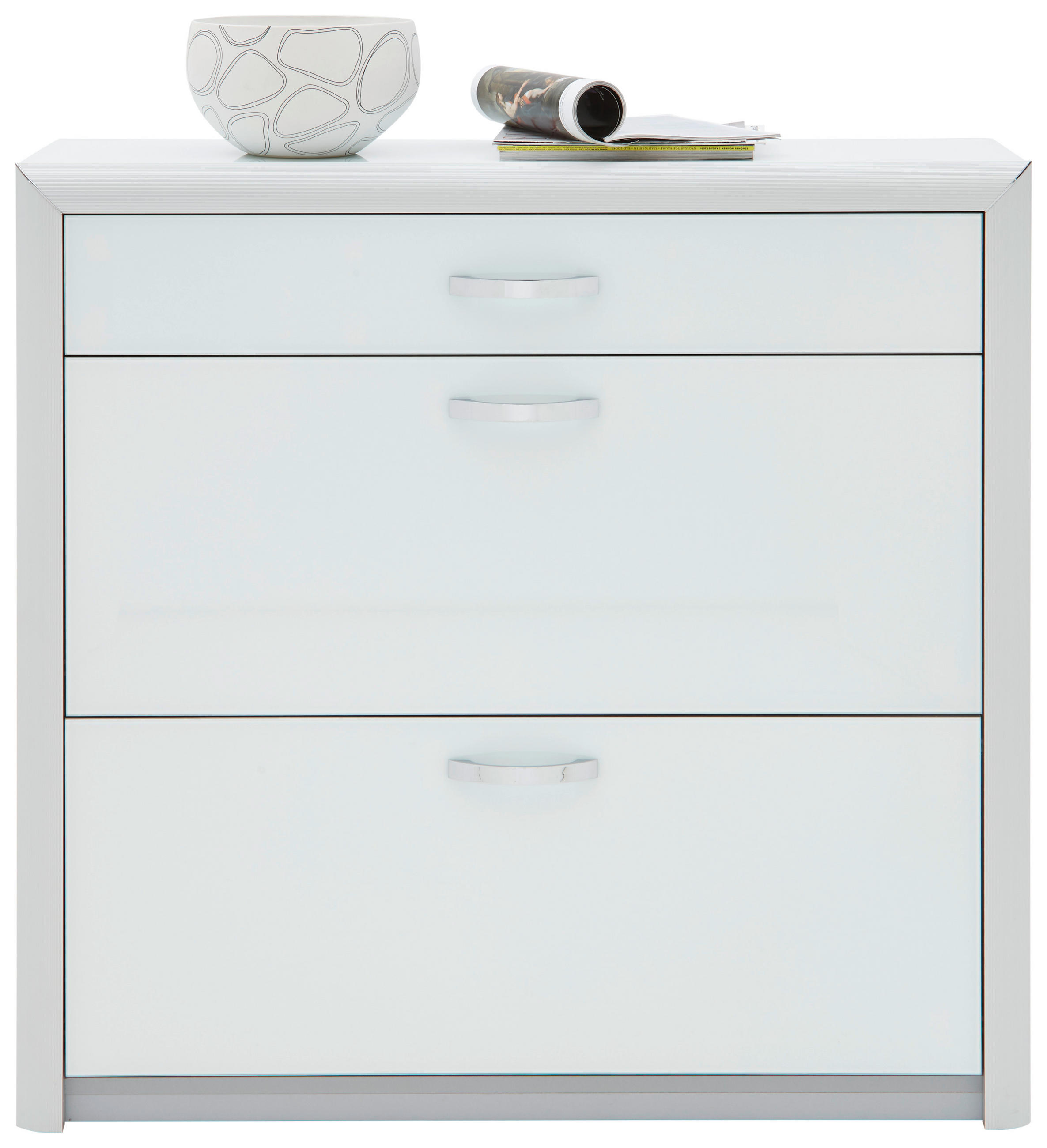 ORMAR ZA OBUĆU  bijela, boje aluminija  metal, staklo     - bijela/boje kroma, Design, staklo/drvni materijal (109/103/32cm) - Dieter Knoll