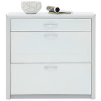 ORMAR ZA OBUĆU  bijela, boje aluminija  metal, staklo     - bijela/boje kroma, Design, staklo/drvni materijal (109/103/32cm) - Dieter Knoll