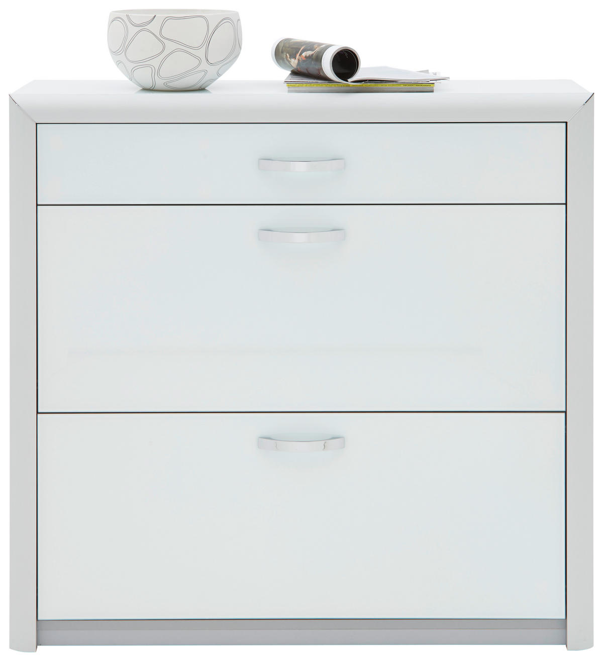 ORMAR ZA OBUĆU  bijela, boje aluminija  metal, staklo     - bijela/boje kroma, Design, staklo/drvni materijal (109/103/32cm) - Dieter Knoll