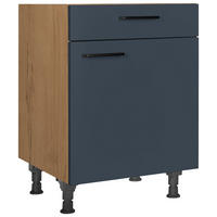 SCHUBKASTENUNTERSCHRANK 60/87/56 cm  in Blau, Eichefarben  - Blau/Eichefarben, MODERN, Holzwerkstoff/Metall (60/87/56cm) - Nobilia